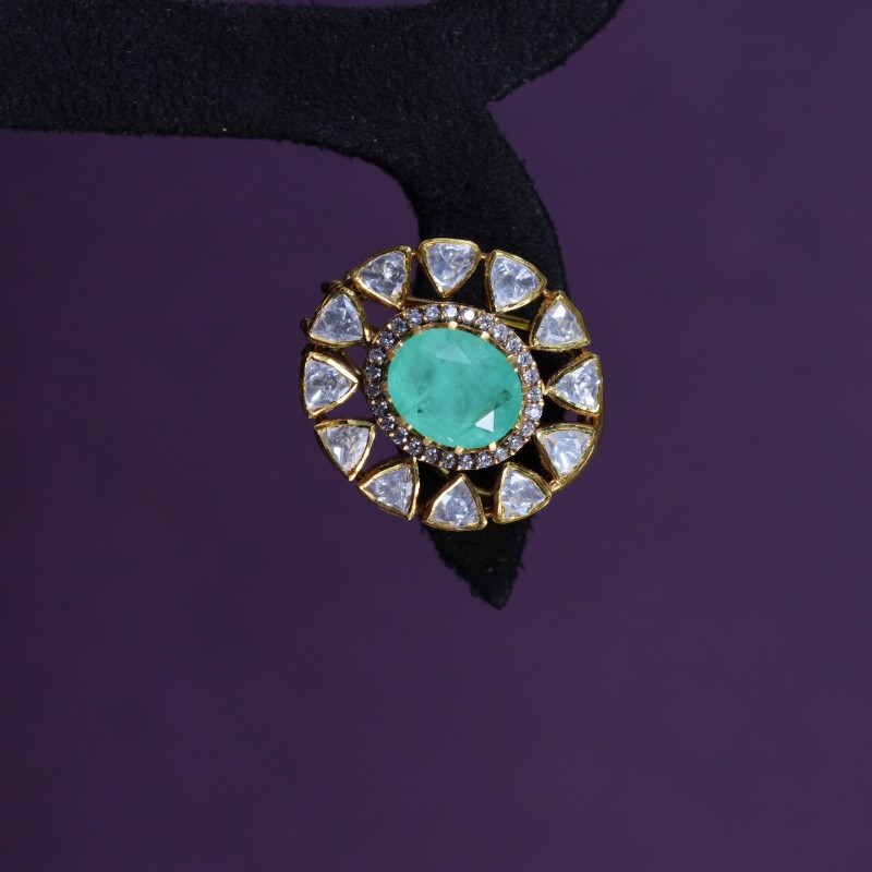 Emerald Moissanite Halo Stud Earrings