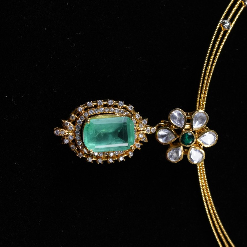Emerald AD Classic Rectangle Pendant Set