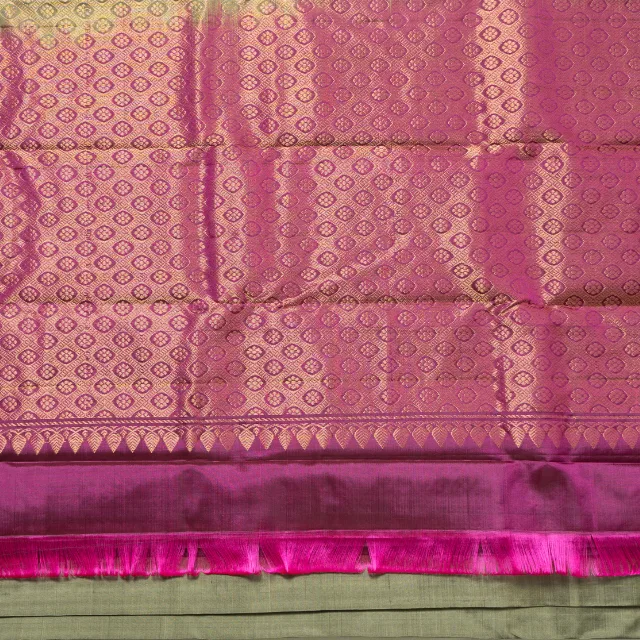 Emerald Sage Green with Pink Zari Designer Saree