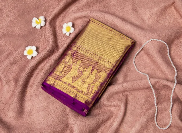 Royal Purple Pure Kanjivaram Zari Haandloom Saree