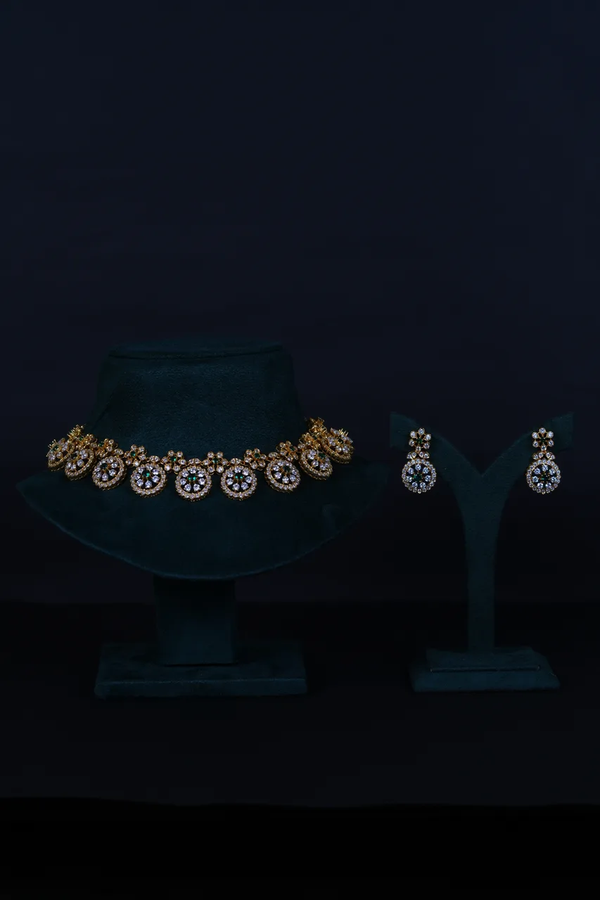 Royal Bottu American Diamond Necklace Set in 92.5 Sterling Silver