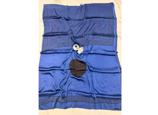 EVWAAH Sapphire Onyx Polka Grid Silk Saree
