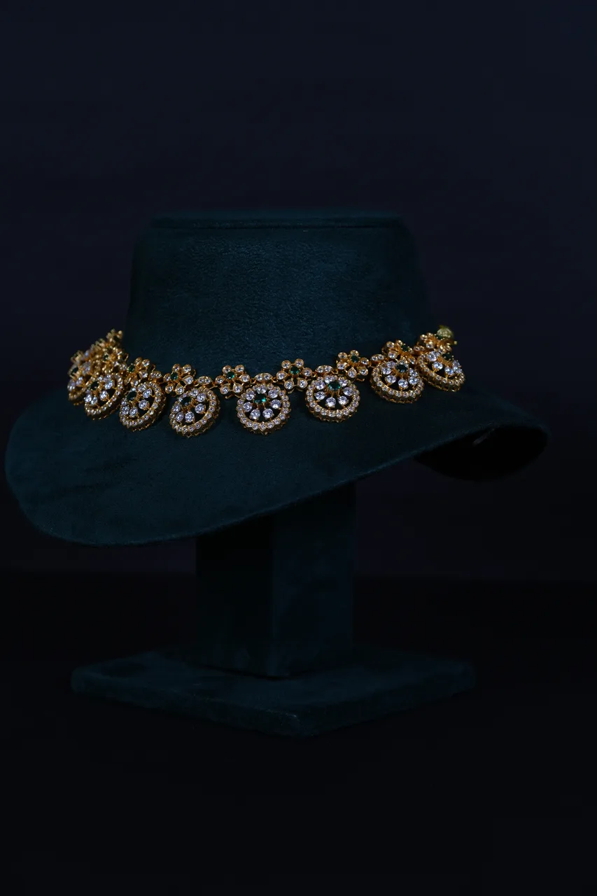 Royal Bottu American Diamond Necklace Set in 92.5 Sterling Silver