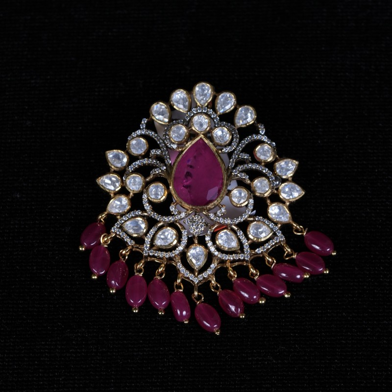 Ruby Polki Pendant Set
