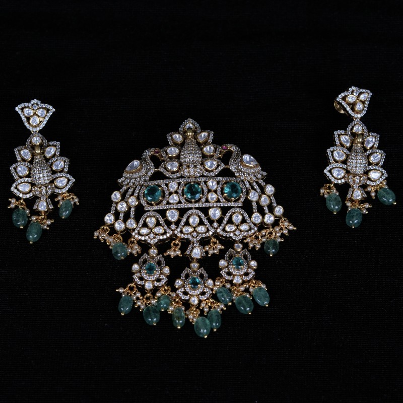 Moissanite Victorian Pendant Set