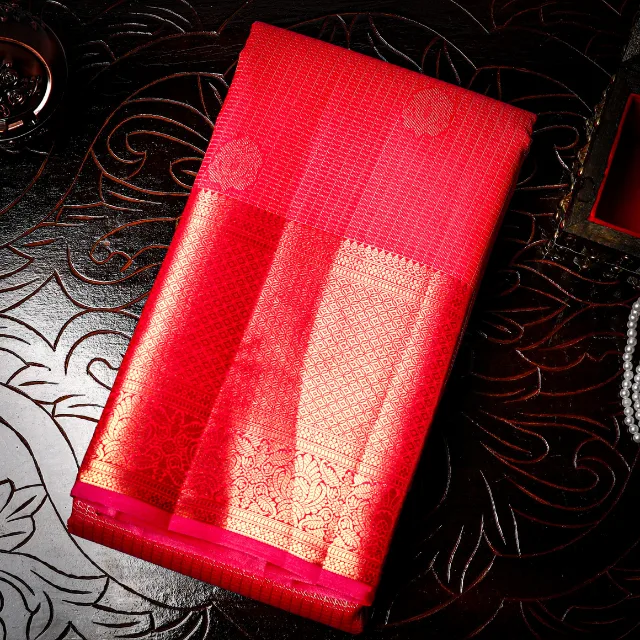 Rose Pink Royal Zari Kanchipattu Silk Saree