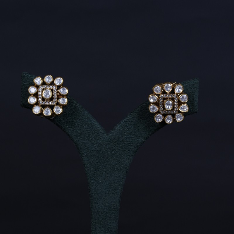 Classic Polki Flower Studs