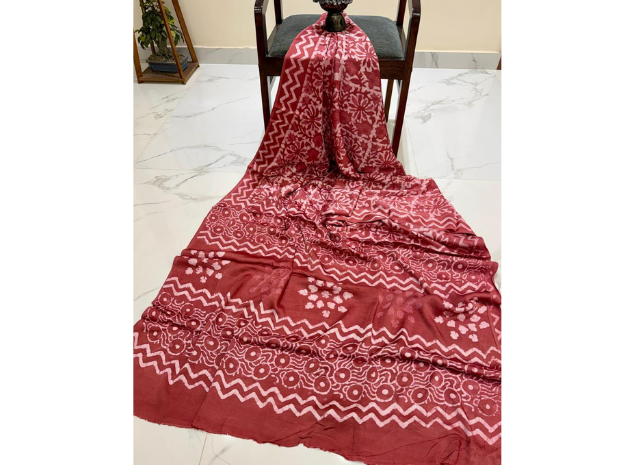 EVWAAH Rosewood Bloom Shibori Silk Saree