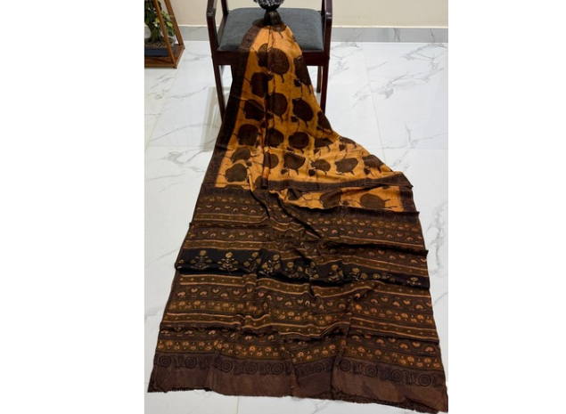 EVWAAH Amber Amberwood Foliage Silk Saree