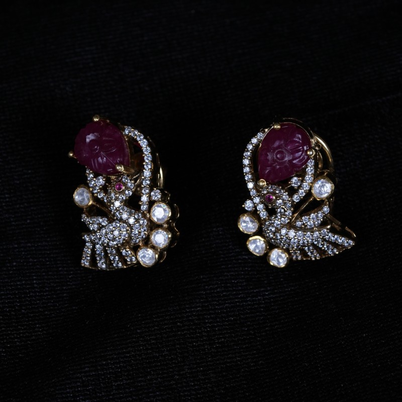 Carved Ruby Pumpkin Beaded Pendant Set