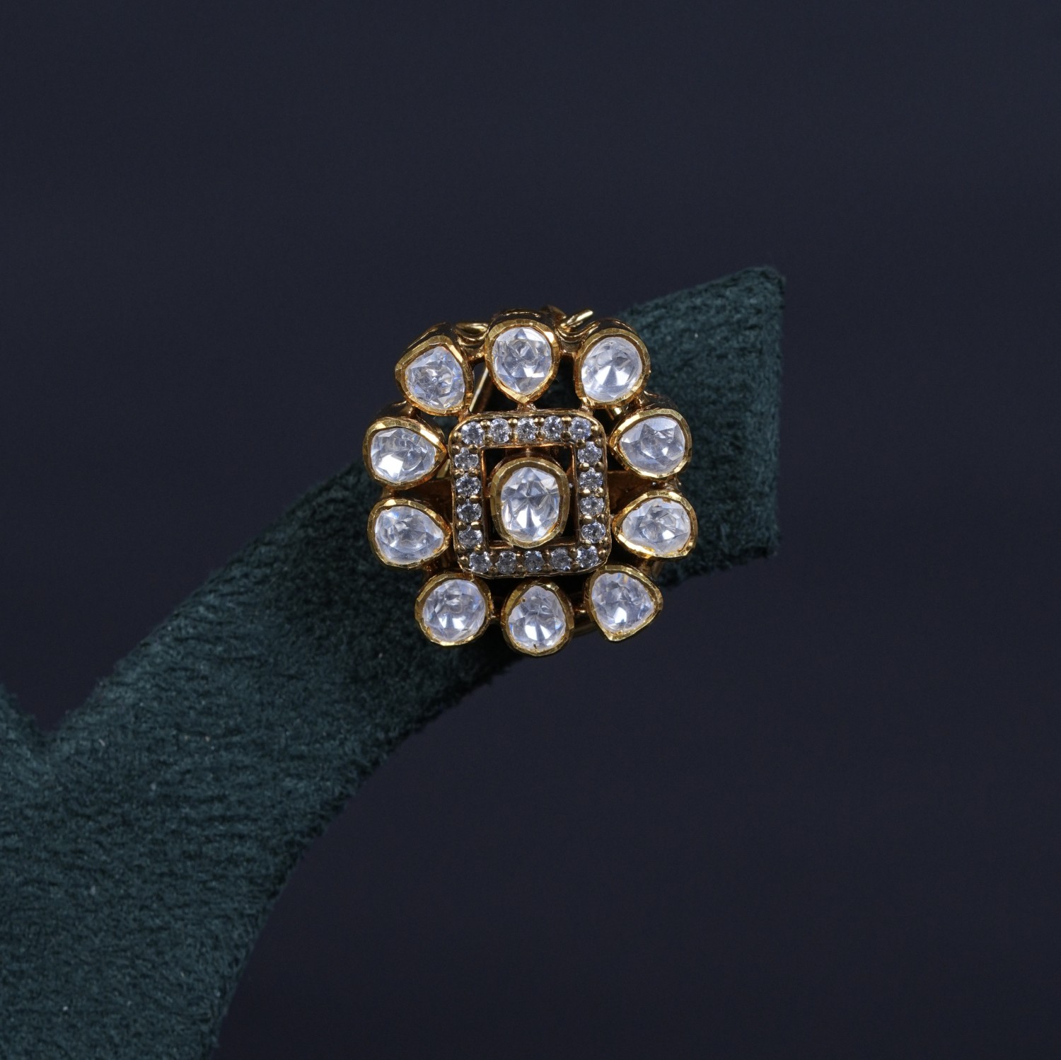 Classic Polki Flower Studs