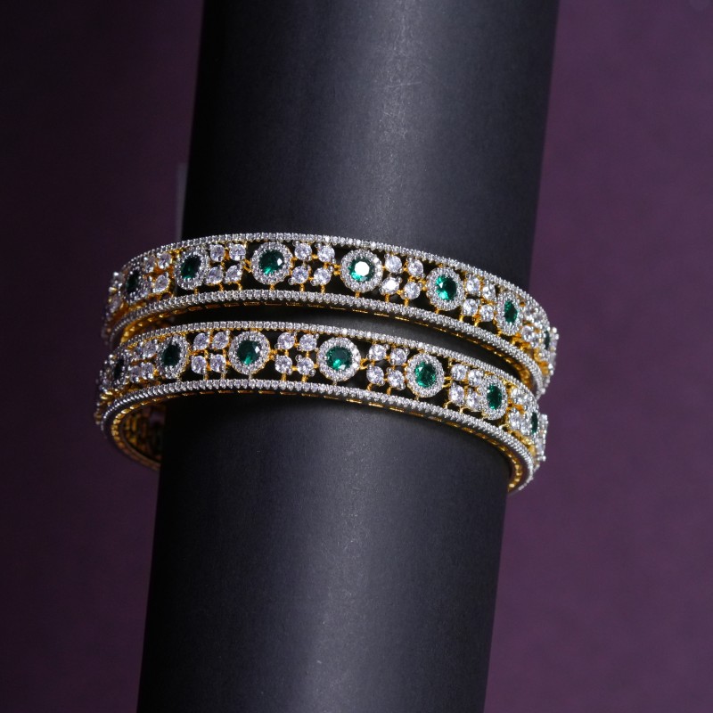 Emerald AD Floral Lattice Statement Bangles