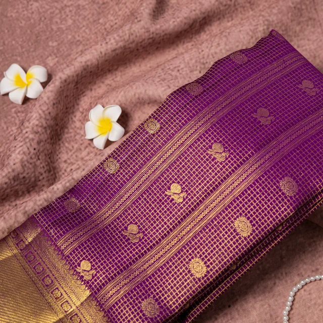 Royal Purple Pure Kanjivaram Zari Haandloom Saree