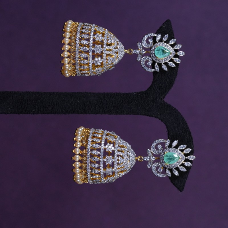 Emerald AD Bridal Pearl Dome Jhumkas