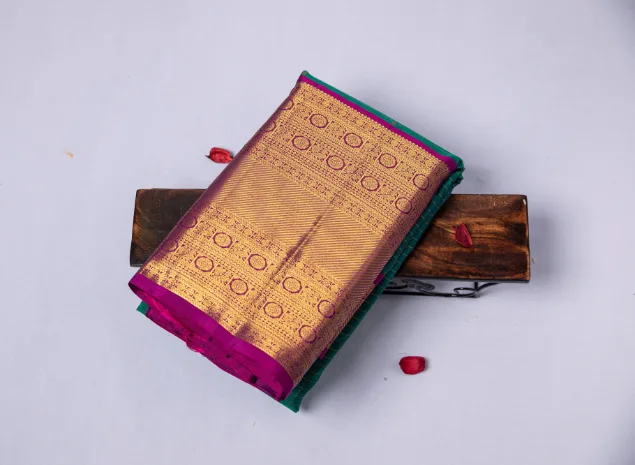 Emerald Teal Pink Royal Zari Saree
