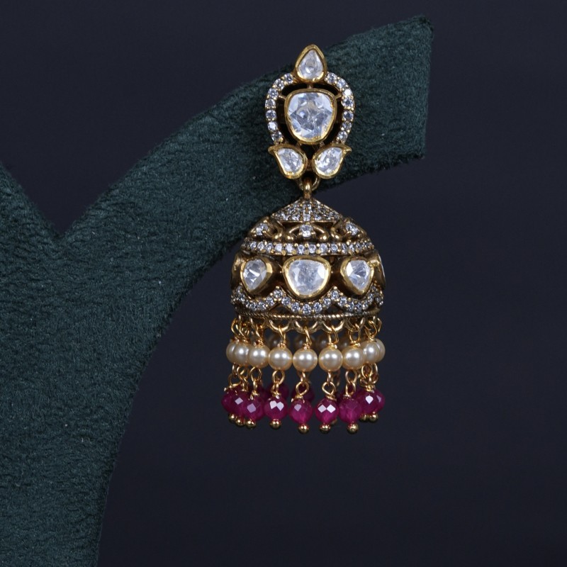 Moissanite Victorian Jhumka Earrings