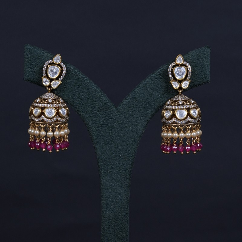 Moissanite Victorian Jhumka Earrings
