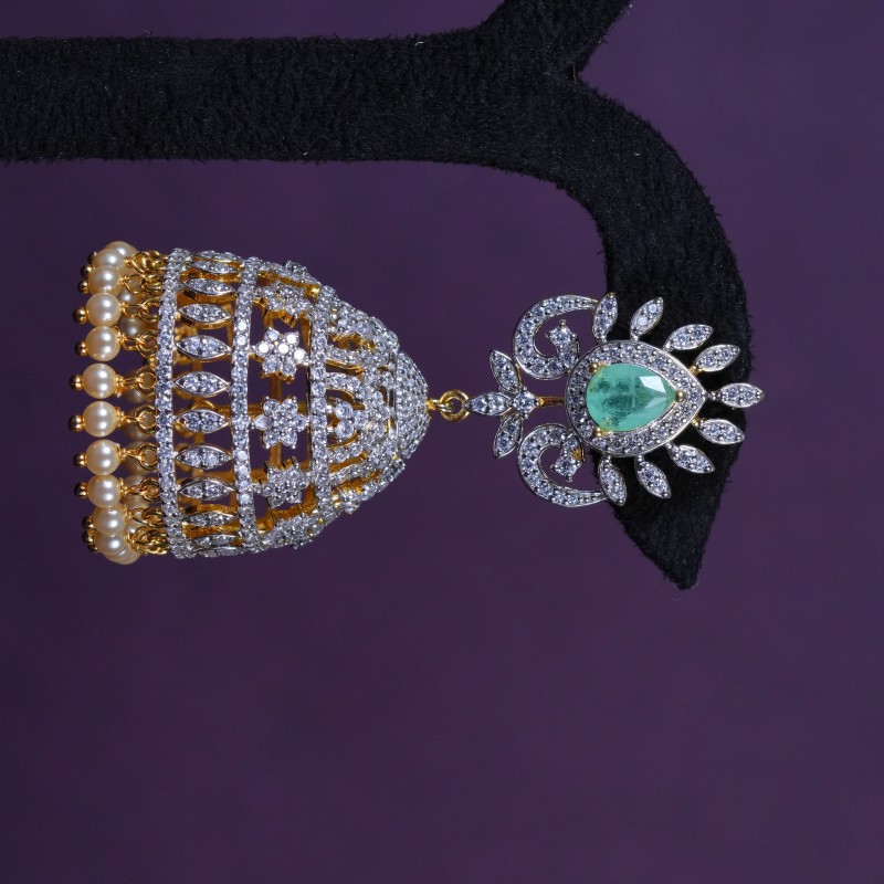 Emerald AD Bridal Pearl Dome Jhumkas