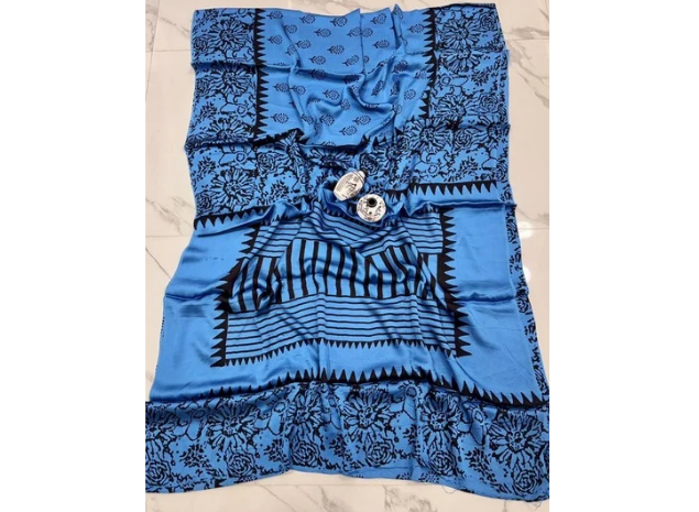EVWAAH Cerulean Noir Meadow Silk Saree
