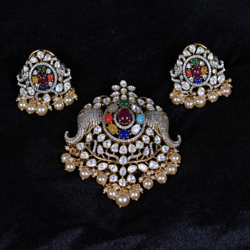 Victorian Navaratna Pendant Set