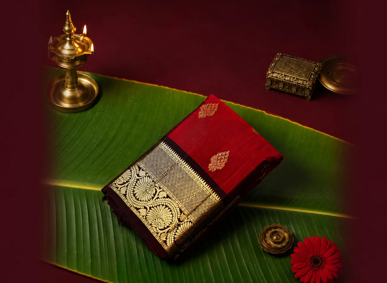 Ruby Wine Royal Zari Saree