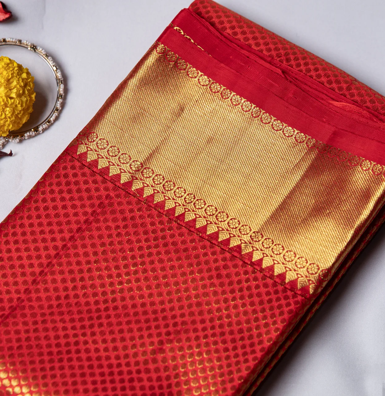 Royal Orange Gold Zari Kanjivaram Saree