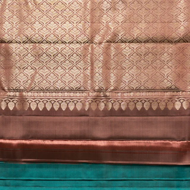 Royal Teal Blue & Mauve Heritage Zari Saree