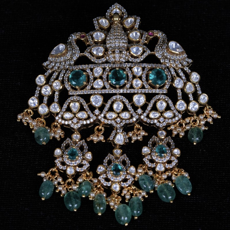 Moissanite Victorian Pendant Set