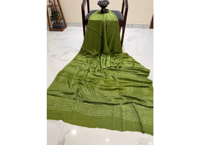 EVWAAH Olive Serenity Bandhani Silk Saree