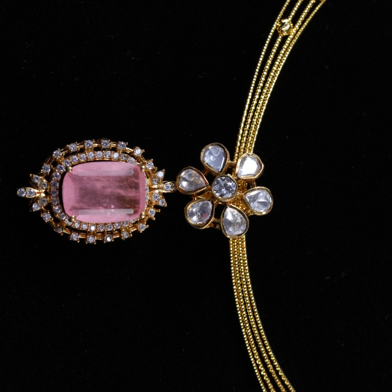 Pink AD Classic Oval Halo Pendant Set
