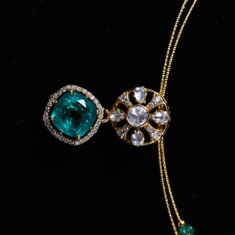 Emerald Teal AD Cushion Statement Pendant Set